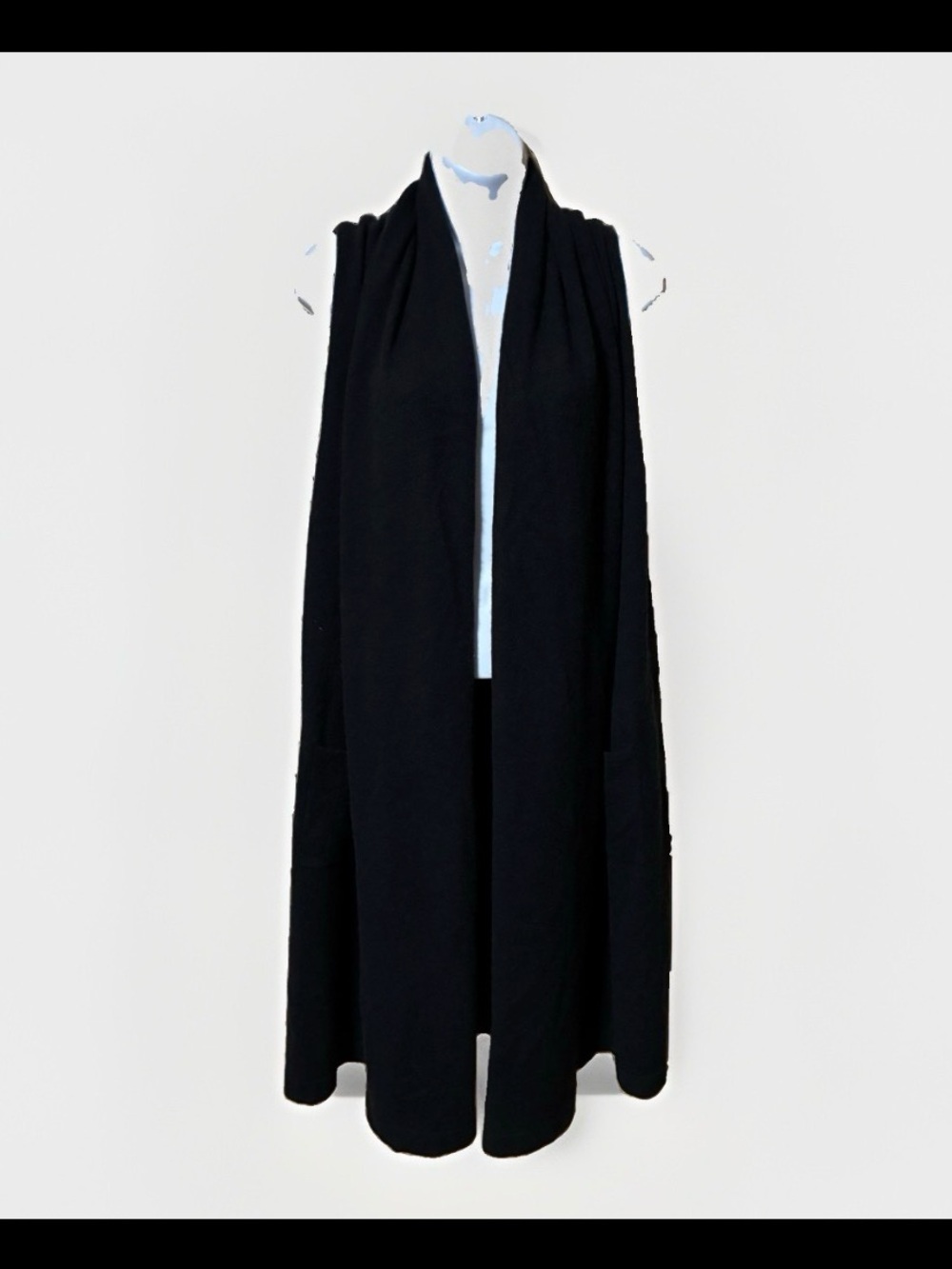 Halogen Nordstroms 100% Cashmere Open Front Long Line Cardigan Sweater OS Black